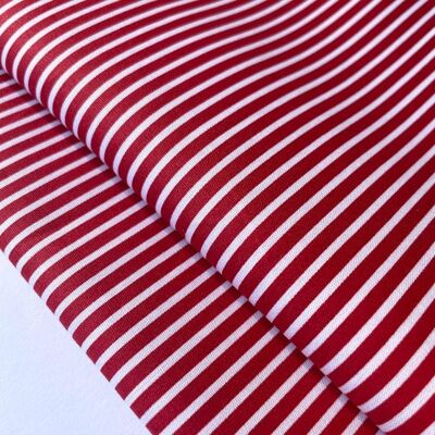 Red striped poplin fabric