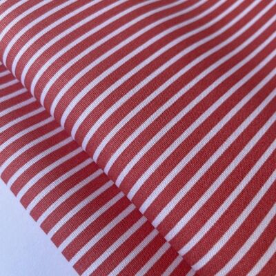Coral striped poplin fabric