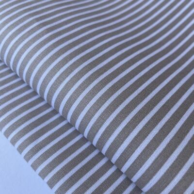 Beige striped poplin fabric