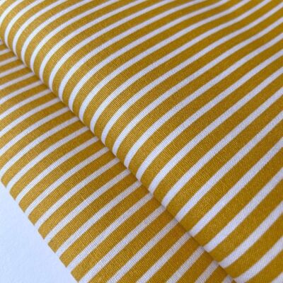 Yellow striped poplin fabric