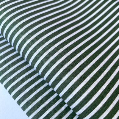 Green striped poplin fabric