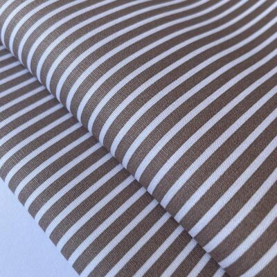 Tan striped poplin fabric