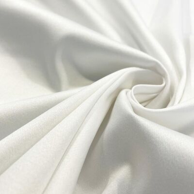 Tissu satin de coton lycra blanc