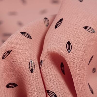 Chiffon fabric pink leaves