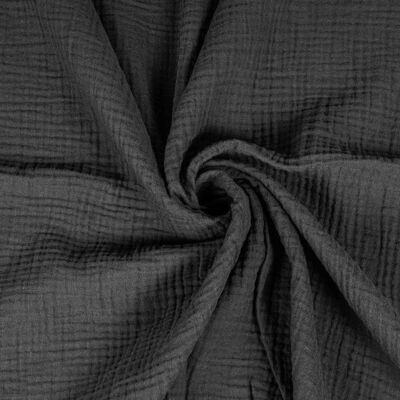 Charcoal gray double gauze muslin fabric