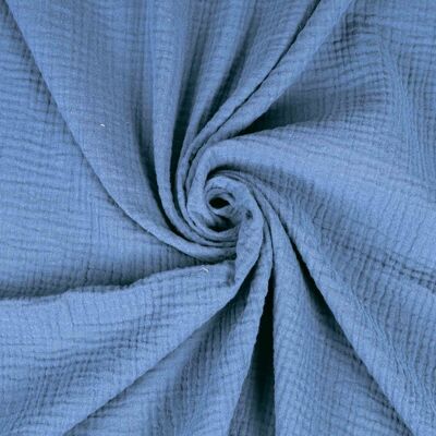 Petrol blue double gauze muslin fabric