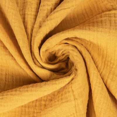 Tissu mousseline double gaze ocre