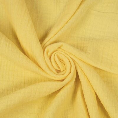 Tissu mousseline double gaze jaune canarien