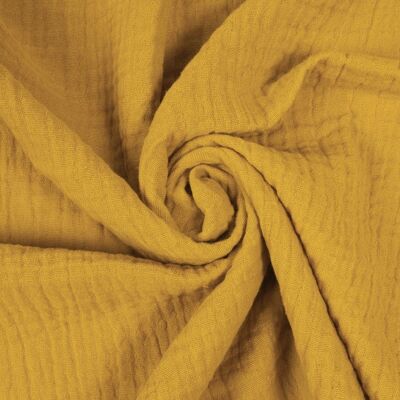 Tissu mousseline double gaze jaune