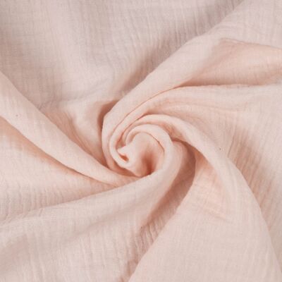 Tissu mousseline double gaze rose bébé