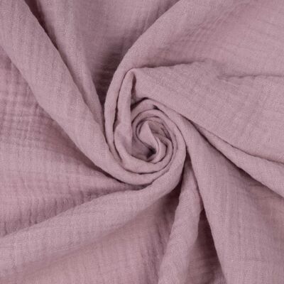 Tissu mousseline double gaze rose lavande