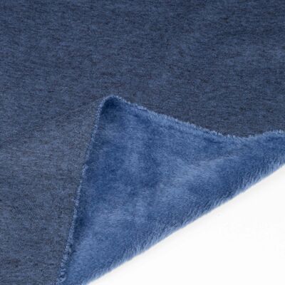 Tissu sweatshirt fourrure bleu nuit