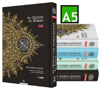 NOBLE Coran Word For Word Code Couleur Tajweed Traduction Arabe-Anglais Format A5 - NOIR 1