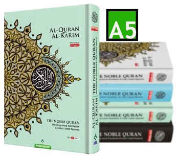 NOBLE Coran Word For Word Code Couleur Tajweed Traduction Arabe-Anglais Format A5 - MENTHE 1