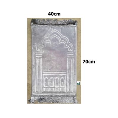 Beautiful Thick Padded Children Kids Beautiful Plain Color Prayer Mat Rug Islamic Muslim - GREY