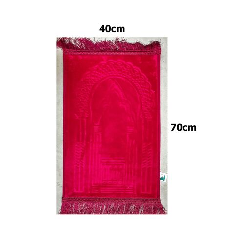 Beautiful Thick Padded Children Kids Beautiful Plain Color Prayer Mat Rug Islamic Muslim - RED