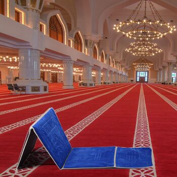 Dossier de luxe tapis de prière médical tapis tapis chaise inclinable siège de voyage musulman - vert 2