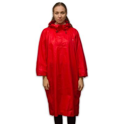 LOWLAND OUTDOOR® WALKING PONCHO - 100% WATERPROOF (10.000MM) - BREATHABLE (8.000G/M²) PFAS FREE! Large RED