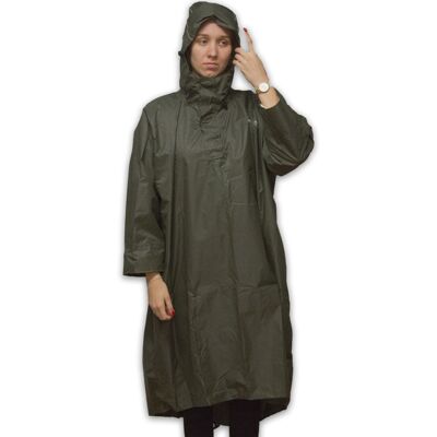 LOWLAND OUTDOOR® WALKING PONCHO - 100% WATERPROOF (10.000MM) - BREATHABLE (8.000G/M²) PFAS FREE! Large GREEN