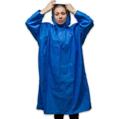 LOWLAND OUTDOOR® WALKING PONCHO - 100% WATERPROOF (10.000MM) - BREATHABLE (8.000G/M²) PFAS FREE! Medium BLUE