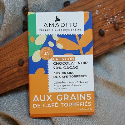 Grand Cru Colombia chocolate with roasted coffee beans - 70g