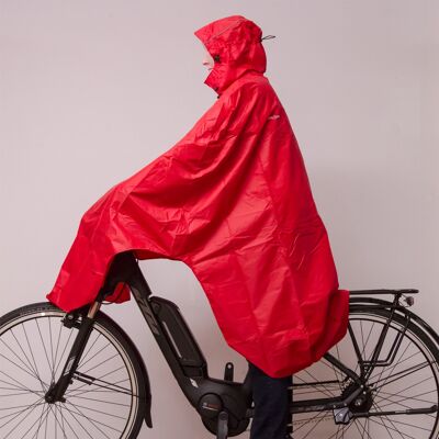 LOWLAND OUTDOOR® BICYCLE PONCHO 100% WATERPROOF (10.000MM) - BREATHABLE (8.000G/M²) PFAS FREE! RED