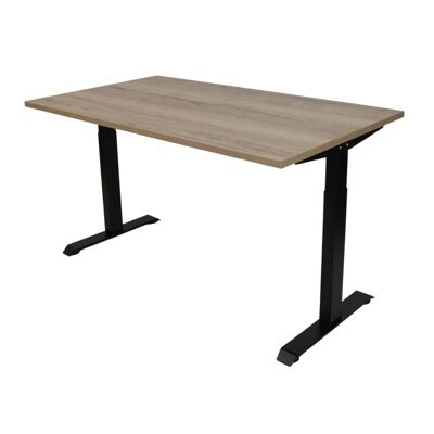 Schreibtisch mit verstellbarem Gestell - Schwarz 62-84cm - 140x80cm - Eiche natur