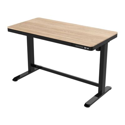 Elektrischer Sitz-Steh-Schreibtisch - Schwarz mit Holzplatte - 120 x 60 cm