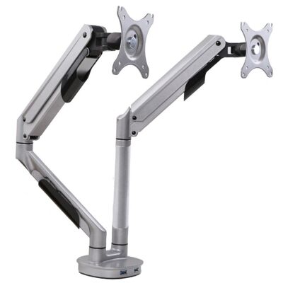 Double Monitor arm Gray - incl. 2x USB ports