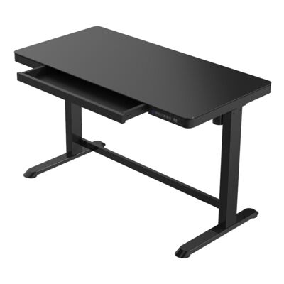 Elektrischer Sitz-Steh-Schreibtisch - Schwarz mit Glasplatte - 120 x 60 cm