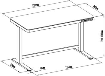 Bureau assis-debout électrique - Noir avec plateau en verre - 120 x 60 cm 6