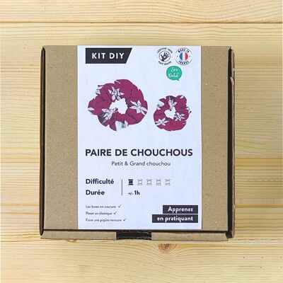 Kit Couture Débutant: Paire de Chouchous - Motif Fleurs de vin