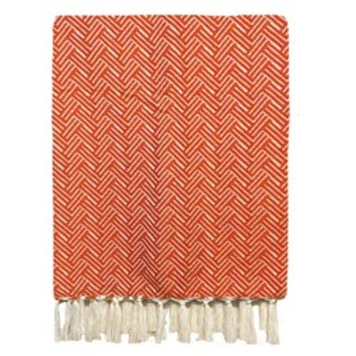 Plaid Blanket Vienna  - Deep Orange - 150x250cm - Wool/Cotton