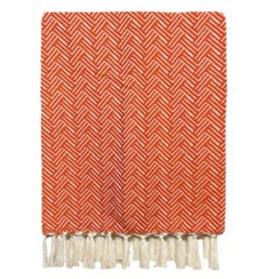 Karierte Decke Wien – Tieforange – 150 x 250 cm – Wolle/Baumwolle