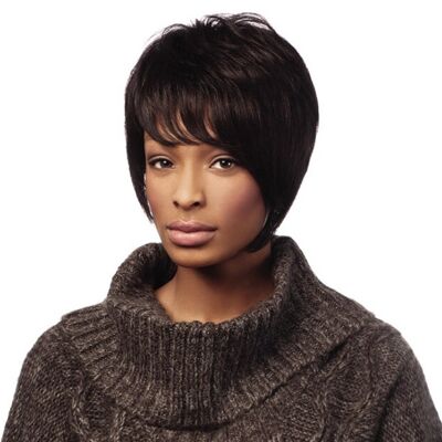 100% human hair adorable sweeping bob with genlty chopped layers wig - colour 1