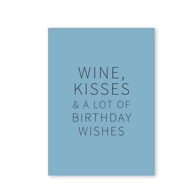 Tarjetas de vino feliz: vino, besos y muchos deseos de cumpleaños