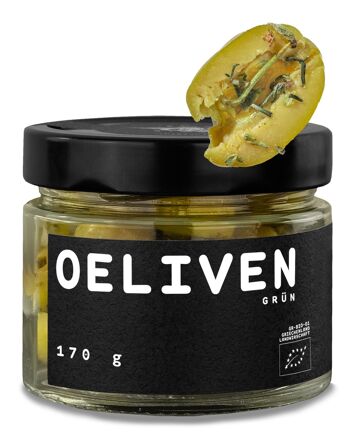 Olives vertes bio 170 g - marinées à l'ail et à l'origan 1