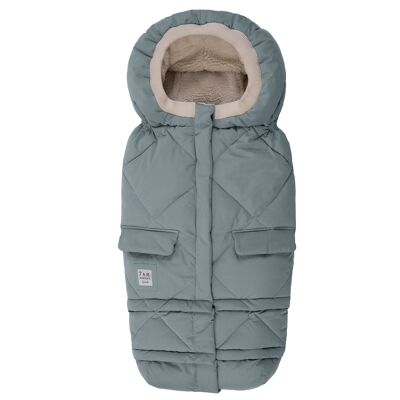7AM Blanket 212 Evolutionary Footmuff: Adjustable and Universal for Baby, Water Repellent and Thermal - Heather Gray with Faux Fur Hood - Mirage Blue