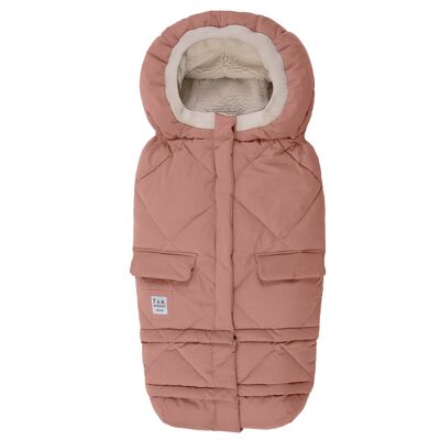 7AM Blanket 212 Evolutionary Footmuff: Adjustable and Universal for Baby, Water Repellent and Thermal - Heather Gray with Faux Fur Hood - Rose Dawn
