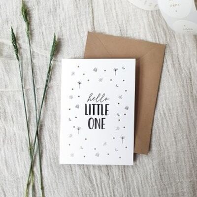 Double greeting card + envelope | hello little one | gold foil