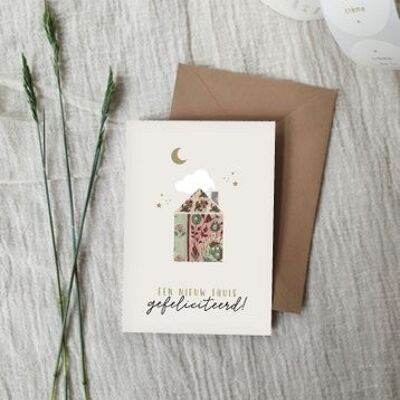 Double greeting card + envelope | new home