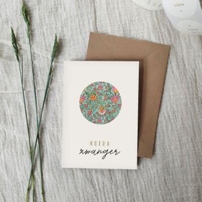 Double greeting card + envelope | hooray pregnant