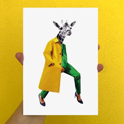 urban giraffe collage art print