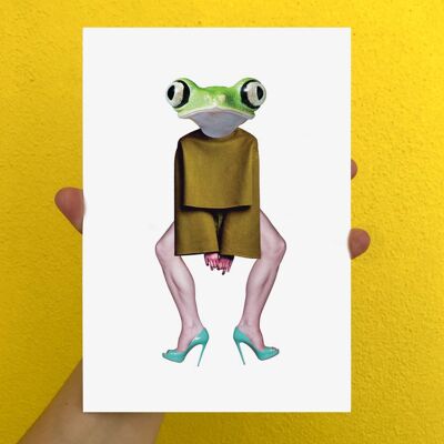 impresión del arte del collage de la rana