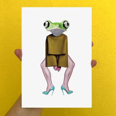 impression d'art de collage de grenouille