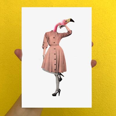 Flamingo-Collage-Kunstdruck