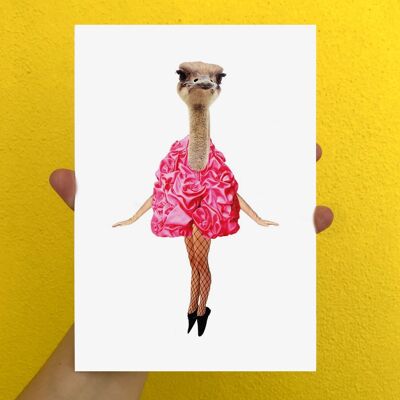 ostrich collage art print