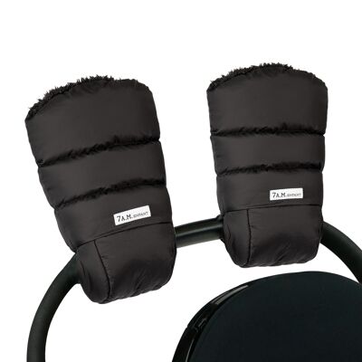 Gants de poussette Warmmuff 7AM : Chauds et pratiques - Parfaits pour les promenades hivernales - Peluche noire