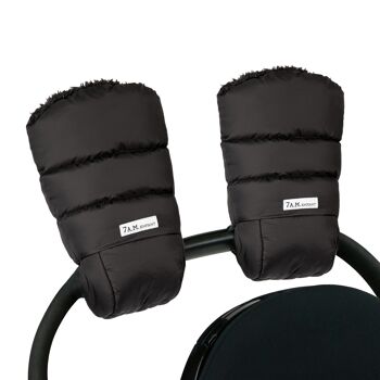 Gants de poussette Warmmuff 7AM : Chauds et pratiques - Parfaits pour les promenades hivernales - Peluche noire 1