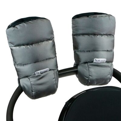Gants de poussette Warmmuff 7AM : Chauds et pratiques - Parfaits pour les promenades hivernales - Gris métallisé